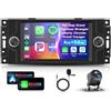 VECHTEL 4G 64G VECHTEL 7 Autoradio Bluetooth per Jeep Compass Chrysler 300C PT Cruiser Grand Cherokee Dodge RAM 1500 2500 Carplay Android Auto,EQ,Wifi GPS Navi,RDS/FM Radio 2 din con Retrocamera AHD
