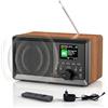 Technaxx Radio Retrò DAB+ con Bluetooth & FM - Radio digitale con altoparlante da 5W e display TFT a colori da 2,4", ingressi USB e AUX, con sveglia, telecomando e design elegante in legno - TX-364