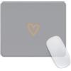 Seorsok Tappetino per mouse quadrato estetico a forma di cuore, per ufficio e casa, design personalizzato, impermeabile, divertente, con base in gomma antiscivolo, per mouse wireless, grigio