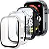 zZjoOoj Custodia per Xiaomi Redmi Watch 6 / NFC con Protezione Display, Protezione Completa, Protezione Display in Vetro Temperato Integrata ad Alta Sensibilità, 3 Pezzi (Nero, Avorio/Trasparente)