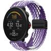GIOPUEY Cinturini Magnetica Compatibile con Polar Vantage M2, Cinturino in Morbido Nylon Intrecciato [Unisex] [Traspirante] - Purple/White