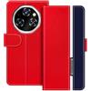 UOGNADGD Custodia in pelle a righe per Oukitel WP55 5G - Rosso | 6.6 Custodia portafoglio flip con blocchi di colore, chiusura magnetica, supporto e portacarte