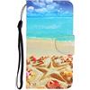 AIFILLE Cover Custodia a Libro Compatibile con Huawei P Smart 2020 Flip Smart Magnetica Portafoglio Accessori per Cellulari con Spiaggia Stelle Funzione di Appoggio e Carte di Credit Slots Bumper