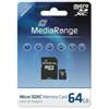 MediaRange 64GB MicroSDXC 64GB MicroSDXC Class 10 memoria flash (MicroSDXC, Class 10, Nero, SD, Lampadina)