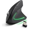 Generico Mouse Verticale Wireless Ottico 6D, 2,4 GHz, Colore Nero, con Ricevitore USB