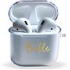 LING Ling's Design Custodia nome personalizzato compatibile con AirPods quarta generazione | custodia trasparente personalizzata bifacciale portachiavi cordino per cinturino Custodia cuffie per Airpods 4 2 1