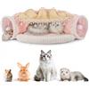 Reomdara Letto a tunnel per gatti, 2 in 1 tubi a tunnel pieghevoli con tenda rimovibile, parco giochi e tunnel nascosti per gatti, gatti, cani piccoli, cuscino lavabile facile da piegare e riporre rosa