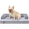 KSIIA Cuccia Cane Media Ortopedico Sfoderabile e Lavabile 73x45x15cm | Cuscino per Cani l per Uso Interno, con Bordi Impermeabili, Base Antiscivolo e Bordatura a Forma di U，Grigio