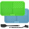 Adiwo 2 Pezzi Tappetino Leccare Cani con Ventosa, Tappetino in Silicone con Spatola e Spazzola, Lick Mat per Cani per Bagno, Toelettatura e Addestramento, Adatto per Cani e Gatti (Blu e verde)