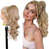 Ser Mulher Coda Di Cavallo con Laccio LISA, Capelli Ondulati 50cm. Facile e Veloce da Applicare. (K16 Natural Blonde)