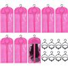 BENECREAT 8 pz di Sacchetti Porta Parrucche In PVC Rosa Scuro con Appendiabiti, Antipolvere, A Forma di Arco, Ideali per Viaggi, Salone e Uso Domestico, 595x294x2.5mm