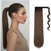 Gairyan 55cm Coda Capelli Extension Coda di Cavallo Lisci Posticci per Capelli Wrap Around Ponytail Extension Finta Estensione Sintetici Lungo per Donna, Marrone Castagna