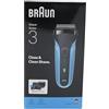 Braun Series 3 - Rasoio elettrico da uomo, con 3 lame flessibili, rasoio, accessorio per tagliabarba, + 5 pettini, rasoio bagnato e secco, 310BT, blu