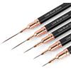 flintronic 5 Pcs Pennelli per Unghie, Nail Art Pennelli, con Herramienta de Punteado, Manicure DIY Donne, per Linee Lunghe, Dettagli Sottili, Dimensioni 4/8/12/20/25mm, Nero
