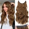 PORSMEER Secrets Extension per capelli lunghi ondulati, con 4 clip invisibili, capelli sintetici, da donna, 51 cm (marrone rosso scuro)