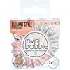 Invisibobble Scrunchies per capelli raso rosa e argento x2 Sprunchie Slim - Elastico per capelli scrunchie con un elastico a spirale all´interno in raso