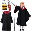 Kitimi Costume Harry Bambino, 5PCS Costume Hermione, Con Bacchetta Magica, Mantello, Occhiali, Cravatta, Sciarpa, Cosplay Costume per Bambini, Halloween Giornata Mondiale del Libro Festa di Carnevale