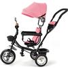 HUOLE Triciclo per bambini giochi giocattolo sportivo all'aperto-4 in 1 Passeggino triciclo a pedale 2-4 anni, bicicletta di equilibrio per bambini con maniglia di spinta,(b) 4 in 1 (rosa)