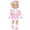 DUORUIMI Vestiti invernali per bambola, cappotto, giacca, gonna, tweed, con berretto, per bambola American Girl, 45,7 cm, rosa