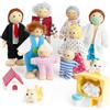 DUOCIYUAN Casa delle bambole, 13 personaggi della casa delle bambole con gatto e cane, set di bambole in legno, giocattolo per bambini, famiglia di bambole, bambole pieghevoli per la casa delle