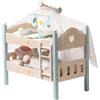 ROBUD Letto a castello in legno per bambole da 43 cm, 2 in 1, con biancheria da letto per bambole, giocattoli per bambini, letto per giochi di ruolo, accessori per bambole, giocattoli per bambini, blu