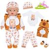 Orizizhic 7 vestiti per bambole per bambole da 35-45 cm, capibara marrone, con gilet con cappuccio, maniche lunghe, pantaloni, cappelli, scarpe, 2 ganci per bambole da 30-35 cm, accessori per bambini