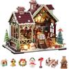 Taimimy Kit fai da te in Miniatura Natale, DIY Case delle Bambole da Costruire in Legno con Luce LED kit di Costruzione per Adulti Decorazione Scaffale, Compleanno Regali di Natale