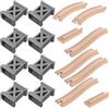 ERINGOGO Set Binari per Trenino in Legno con Ponte e Pista Curva Ascendente, Accessori Compatibili per Ragazzo Ragazza, Gioco Ferroviario Creativo e Interattivo Familiare