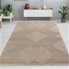 CARPETIA Tappeto per soggiorno e camera da letto, a pelo corto, geometrico, effetto lucido, moderno, robusto, facile da pulire, beige, 160 x 230 cm