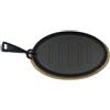Zoegneer 3 piatti da bistecca ovale in ghisa con base in legno Teppanyaki Grill Pan per barbecue bistecca frutti di mare all'aperto cottura interna ForGas induzione stufa antiruggine anche calore