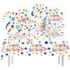 PYTRARTY Decorazioni per Feste A Pois (81 Pezzi), Forniture per Feste di Compleanno, Set Stoviglie in Carta Colorate con Piatti, Tovaglioli, Bicchieri e Tovaglia per 20 Persone