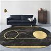 GUGJHFVH Tappeto Ovale Antiscivolo Per Cucina Scala Corridoio Tappeto D'Ingresso Lavabile Tappeto Moderno Modello Pietra Cerchio Geometrico Dorato/Nero, 40 x 60 cm