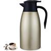 VEGOATY Thermos da 2 l in acciaio inox: thermos a doppia parete con manico e beccuccio, ideale come caffettiera o teiera per acqua calda in ufficio, hotel e ristorante (oro champagne)