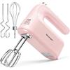 Showvigor Sbattitore Elettrico, 300W, Portatile, 5 Velocità e Turbo, con 5 Accessori in Acciaio Inox, Hand Mixer per Cuocere Torte da Cucina, pasta, Batters(rose)