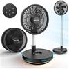 Belife X10 Ventilatore portatile, senza fili, a batteria, 7200 mAh, ventilatore oscillante ricaricabile, telecomando e pieghevole telescopico ventilatore da campeggio (nero)