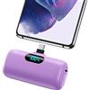 Feob Mini Power Bank USB C 5000mAh, 15W PD 3.0A Carica Rapida Caricabatterie Portatile Compatta e Carino Powerbank Batteria Esterna con LED Display per iPhone 16/15 Pro Samsung, ecc - Viola