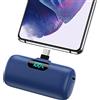 Feob Mini Power Bank USB C 5000mAh, 15W PD 3.0A Carica Rapida Caricabatterie Portatile Compatta e Carino Powerbank Batteria Esterna con LED Display per iPhone 16/15 Pro Samsung, ecc - Blu