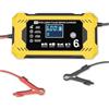 Vemfay Caricabatterie Auto, 6A 12V Mantenitore Batteria Moto Intelligente Mantenitore di Carica Moto Auto con Schermo LCD Carica Batterie per Auto Moto Barche AGM(Giallo)