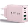Aioneus Caricatore USB C,Presa Multiplo 4-Porte 40W,Presa Alimentatore Caricabatterie USB C Caricatore Veloce per iPhone 15 14 13 12 11 Pro Max,Samsung Galaxy S24 S23 A53 A23 A55,ipad,Xiaomi