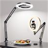 LUXSURE Luce ad Anello con Supporto Cellulare per Video dall'alto, 10'' Ring Light da Tavolo con Braccio Flessibile e Telecomando Bluetooth per Telefono per Registrazione Video, Cucina, Live Streaming
