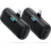 QODJN Mini Power Bank USB C 5000mAh, 15W PD Ricarica Rapida Powerbank Ultra Compatto Caricabatterie Portatile Batteria Esterna con LED Display per iPhone 17/16/15, Samsung, Huawei ecc (2 pièces)