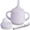 Moonkie Bicchiere 3-Step Antigoccia con Cannuccia e Manici in Silicone, Senza BPA, Lavabile in Lavastoviglie - Tazza Neonato 120 ml (Viola Pallido)