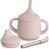 Moonkie Bicchiere 3-Step Antigoccia con Cannuccia e Manici in Silicone, Senza BPA, Lavabile in Lavastoviglie - Tazza Neonato 120 ml(Blush)