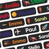 INDIGOS UG® Etichette adesive personalizzate per vestiti e altri articoli - 35x10mm - volare - nero - Abbigliamento - scuola e asilo - per penne, astucci, magliette - bambini