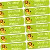 INDIGOS UG - Namensaufkleber Kinder Schule - 80 Sticker personalisiert 35x10mm - Löwe - fester Untergrund - für Kita, Sport und Kindergarten - Stifte, Federmappe, Lineale