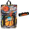Mitama Zaino Estensibile 4 Zip, DOUBLE BALL, Arancione, Doppio Scomparto + Astuccio Mitamini, Chiusura con Zip, In Silicone, Nero, Bambino, Scuola Elementare