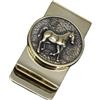 OAOAO Fermasoldi in ottone con motivo zodiacale for uomo, fermasoldi vintage, 5,7 x 3 cm / 2,24 x 1,18 pollici, 1 pezzo(Horse)