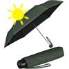 Knirps Mini ombrello parasole leggero C.058, manuale, con protezione UV e calore, Forest-black, protezione UV e calore, 92 cm