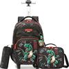 HTgroce Zaino Trolley Scuola Elementare Bambino- Set 3 in 1 con Borsa e Astuccio - Zainetto con Ruote Ergonomico per Primaria
