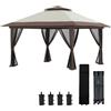 Outsunny Gazebo Pieghevole Pop Up 4x4 m Esterno Altezza Regolabile Beige